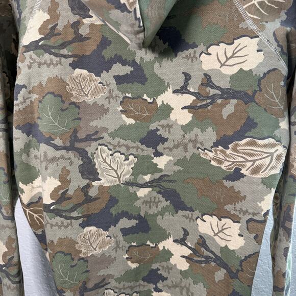 Men's Brixton Green Brown Leaf Camo Builders Fleece Hood Size Medium NEW - Picture 10 of 12